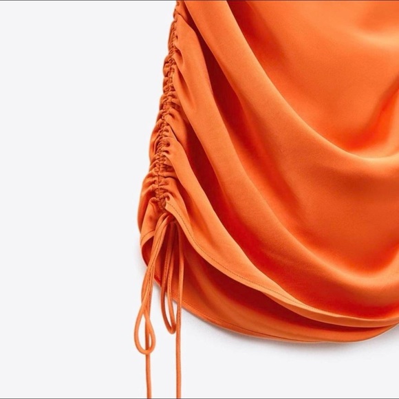 Zara Satin Effect Dress in Gorgeous Orange - Picture 5 of 8